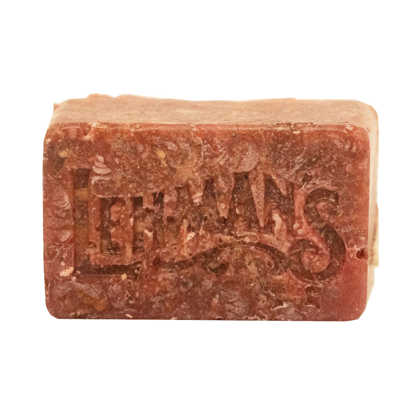 Handcrafted reddish-brown fire starter block embossed with Lehman’s logo, made in USA from natural reclaimed wax and sawdust, perfect for Farm, Garden & Tool, Stoves, Camping, and Hearth Accessories.