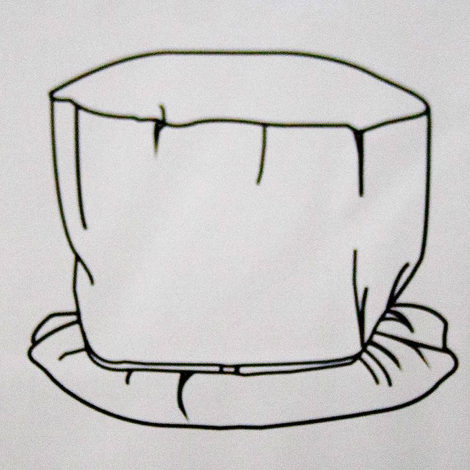 Line drawing of a fitted protective cover with elasticized bottom edge designed to secure over outdoor air conditioning units, featured in Home & Decor and Household Helpers collections.