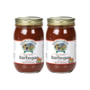 Pair of handcrafted glass jars with gold metal lids containing apple butter barbeque sauce, made in USA, featured in Farm, Garden & Tool, Kitchen & Food, Apple Harvest Supplies, Food, Pantry, USA Made, Best Sellers, and Promo Eligible collections.