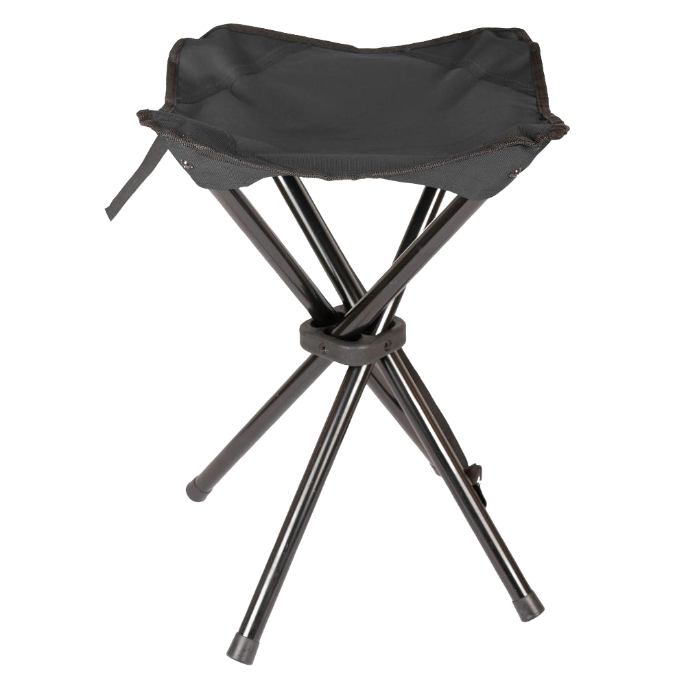 Black fabric seat supported by a sturdy four-legged metal frame folding stool, lightweight and portable for outdoor use in Farm, Garden & Tool, Camping, Best Sellers, Promo Eligible, and Sale collections.