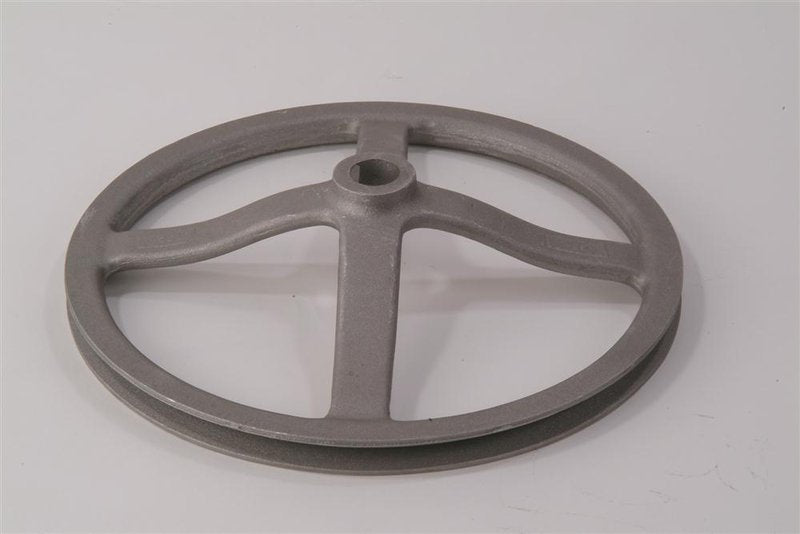 Heavy-duty metal pulley wheel designed for meat grinding machinery, handcrafted and made in USA, ideal for Kitchen & Food, Specialty Equipment, Butchering Supplies, Best Sellers, and Promo Eligible collections.