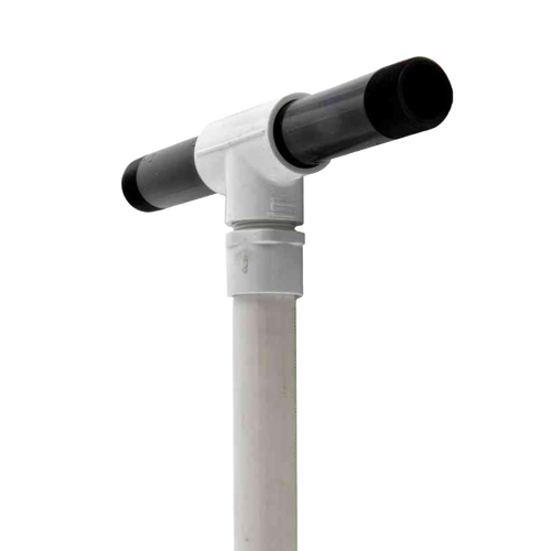 Lower height deep well pump head assembly with durable white and black PVC components, designed for water pumps and deep well use, made in USA, featured in Appliances and Water Pumps collections.