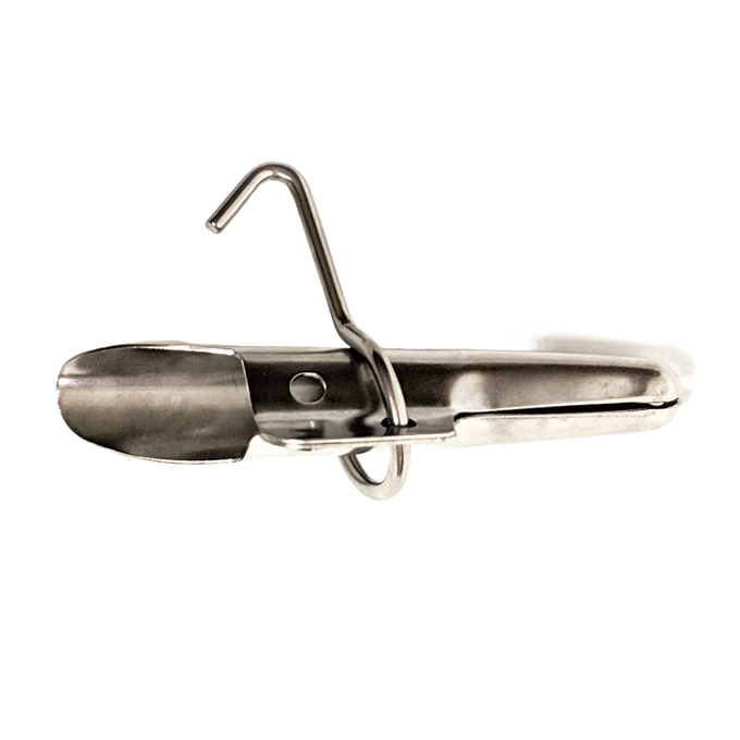 Heavy-duty handcrafted stainless steel bucket spile with a hooked hanger for hanging collection buckets during tree tapping, durable for Farm, Garden & Tool, Orchard and Grove, Maple Syrup Sugaring Supplies, Best Sellers, and Promo Eligible collections.