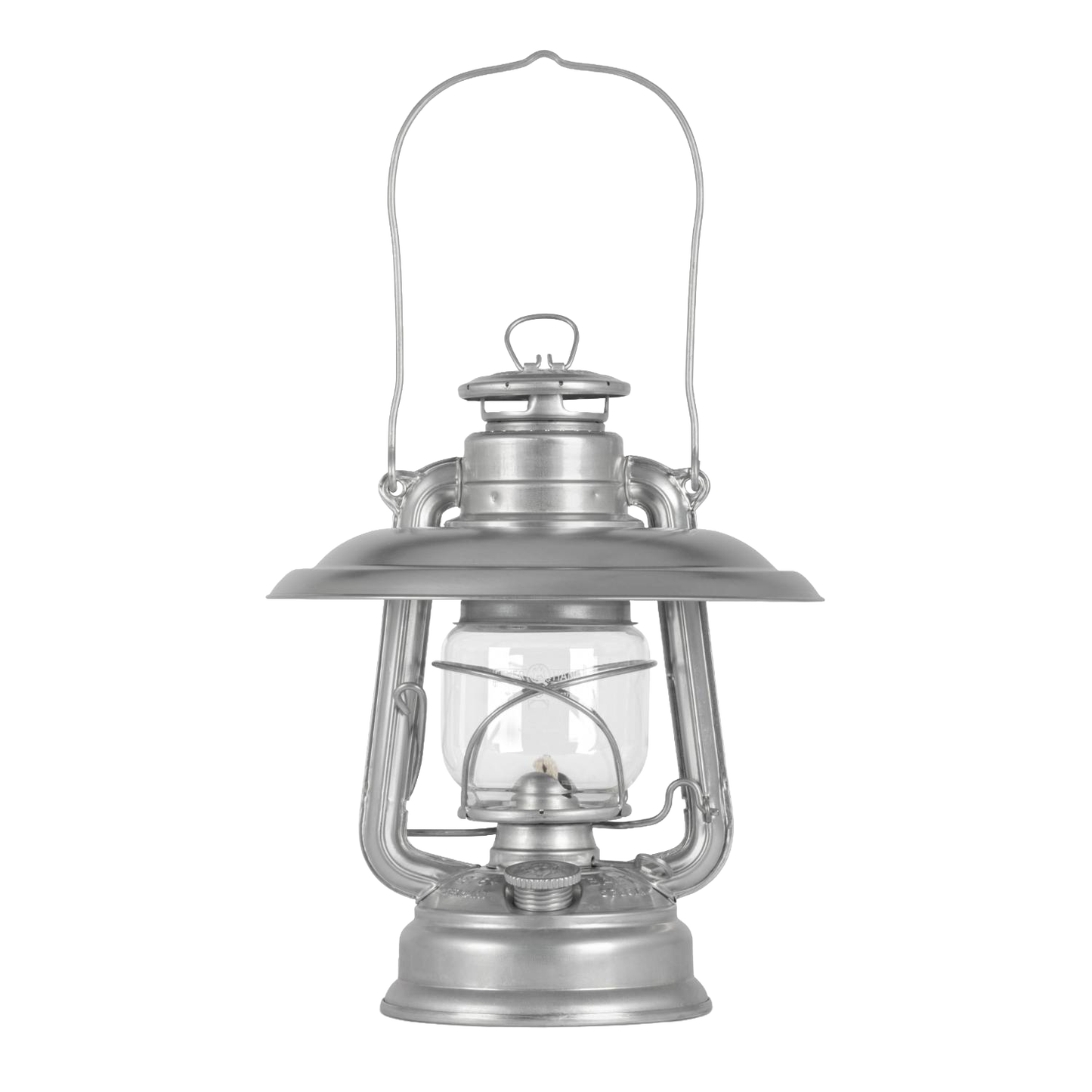Unique handcrafted steel reflector shade in natural finish directing lantern light downward with glare reduction and glass globe protection, featured in Lamps & Lighting, Emergency Supplies, Oil Lamps, Best Sellers, and Promo Eligible collections.