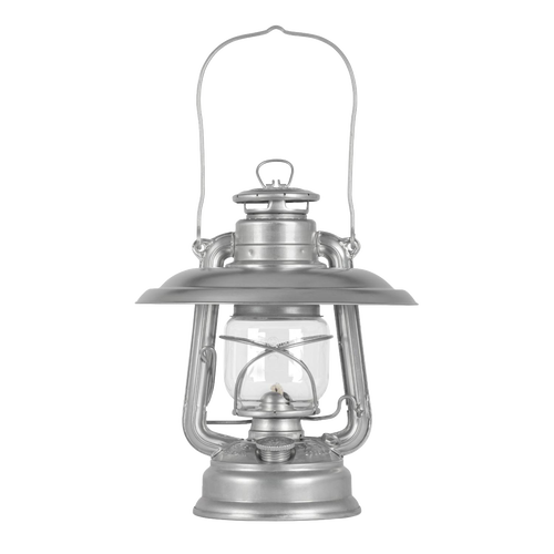 Unique handcrafted steel reflector shade in natural finish directing lantern light downward with glare reduction and glass globe protection, featured in Lamps & Lighting, Emergency Supplies, Oil Lamps, Best Sellers, and Promo Eligible collections.