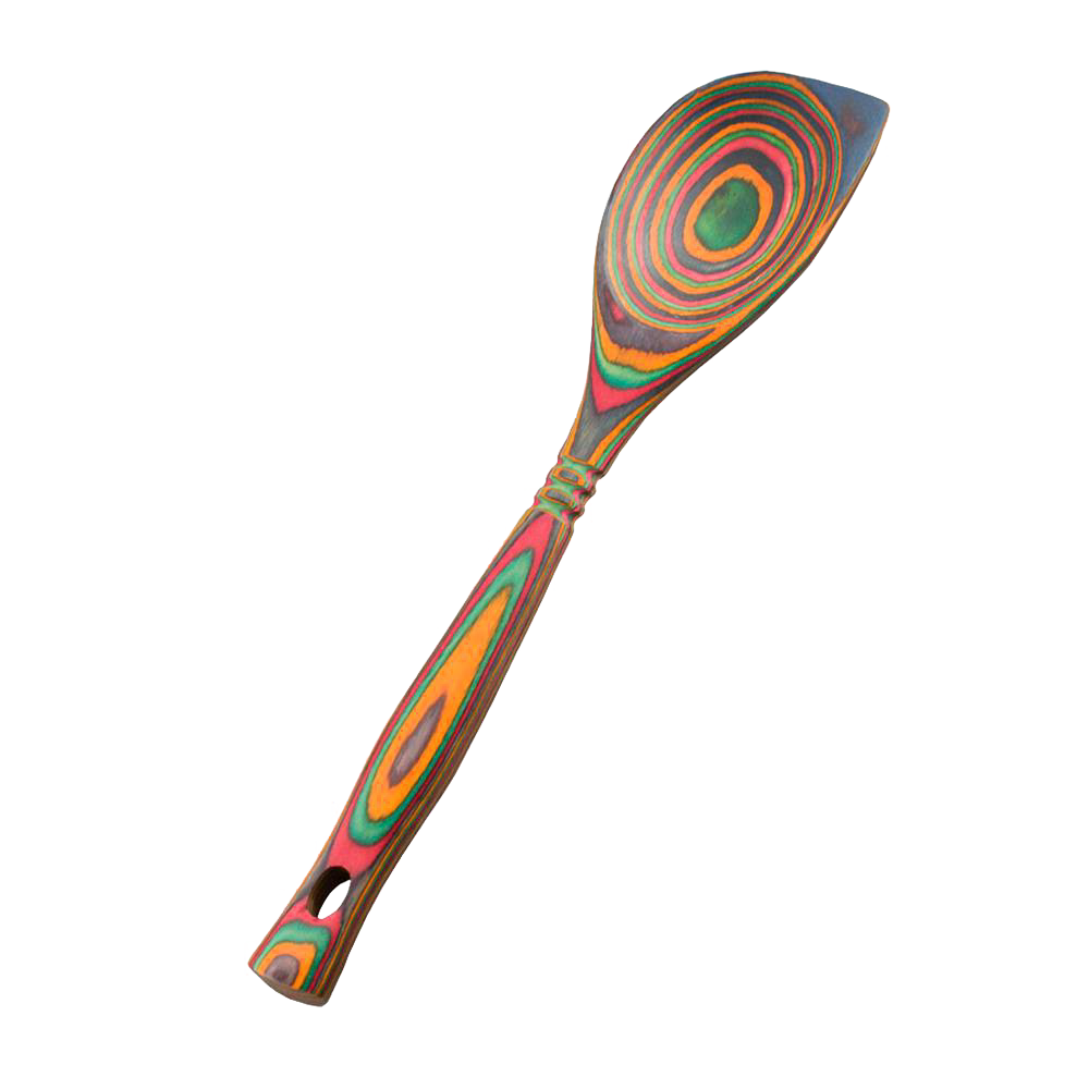 Handcrafted pakkawood corner spoon 12" featuring colorful, stain and heat-resistant layered patterns with a sturdy, ergonomic design, part of Kitchen & Food, Kitchen Gadgets, Cooking and Baking Helpers, Storage and Serving, Best Sellers, Promo Eligible collections.