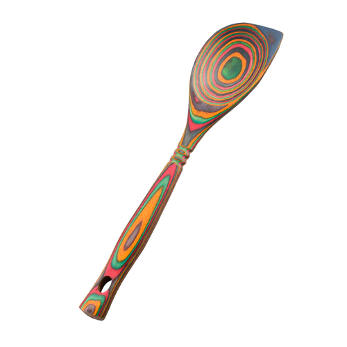 Handcrafted pakkawood corner spoon 12" featuring colorful, stain and heat-resistant layered patterns with a sturdy, ergonomic design, part of Kitchen & Food, Kitchen Gadgets, Cooking and Baking Helpers, Storage and Serving, Best Sellers, Promo Eligible collections.