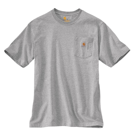 Handcrafted heavyweight cotton short-sleeve shirt in light gray with a rib-knit crewneck and front chest pocket featuring a stitched logo patch, included in Health & Wellness, Clothing and Accessories, Best Sellers, and Promo Eligible collections.