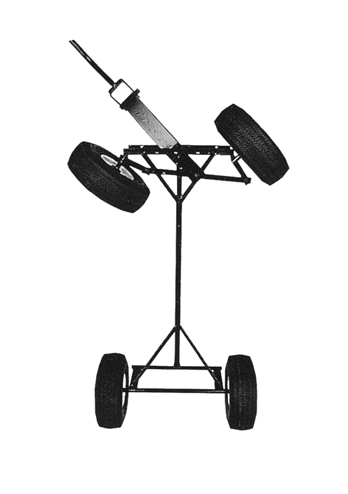 Handcrafted metal wagon frame with four durable rubber tires, featuring a sturdy handle and slip-on racks, part of USA Made, Amish Made, Children's Toys, and Outdoor Play collections.