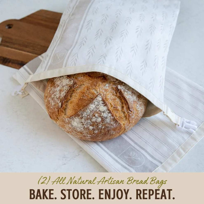 Reusable XL Beeswax Bread Bags - Set of 2