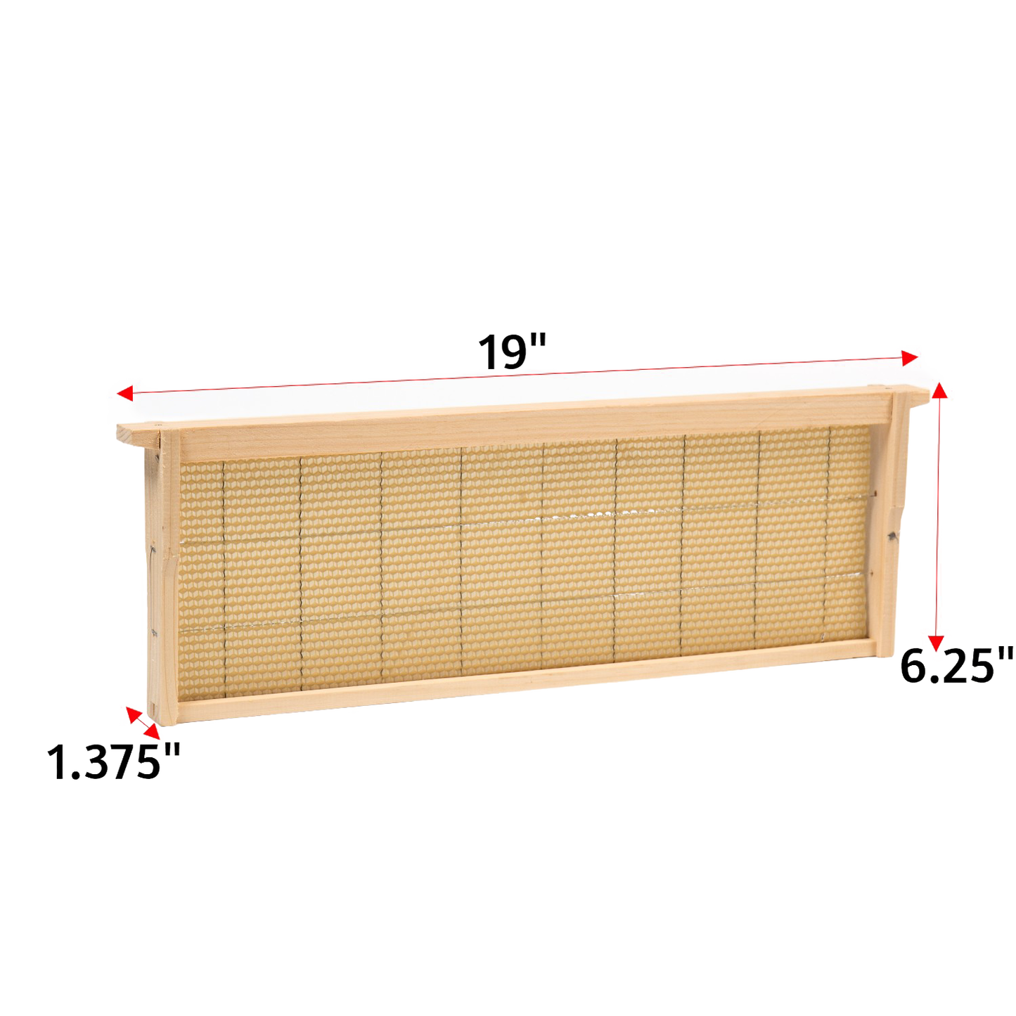 Handcrafted medium wooden bee frame with wired natural beeswax foundation for enhanced stability, Amish made in the USA, suitable for farm, garden, and beekeeping supplies collections.
