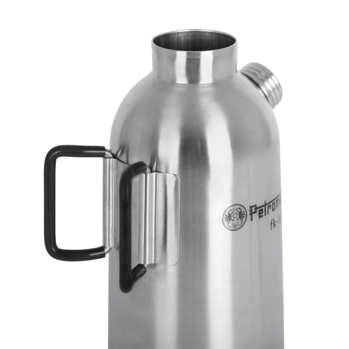 Handcrafted stainless steel fire kettle with black handle and screw-on spout, designed for efficient boiling; ideal for Farm, Garden & Tool, Camping, Emergency Supplies, and Best Sellers collections.
