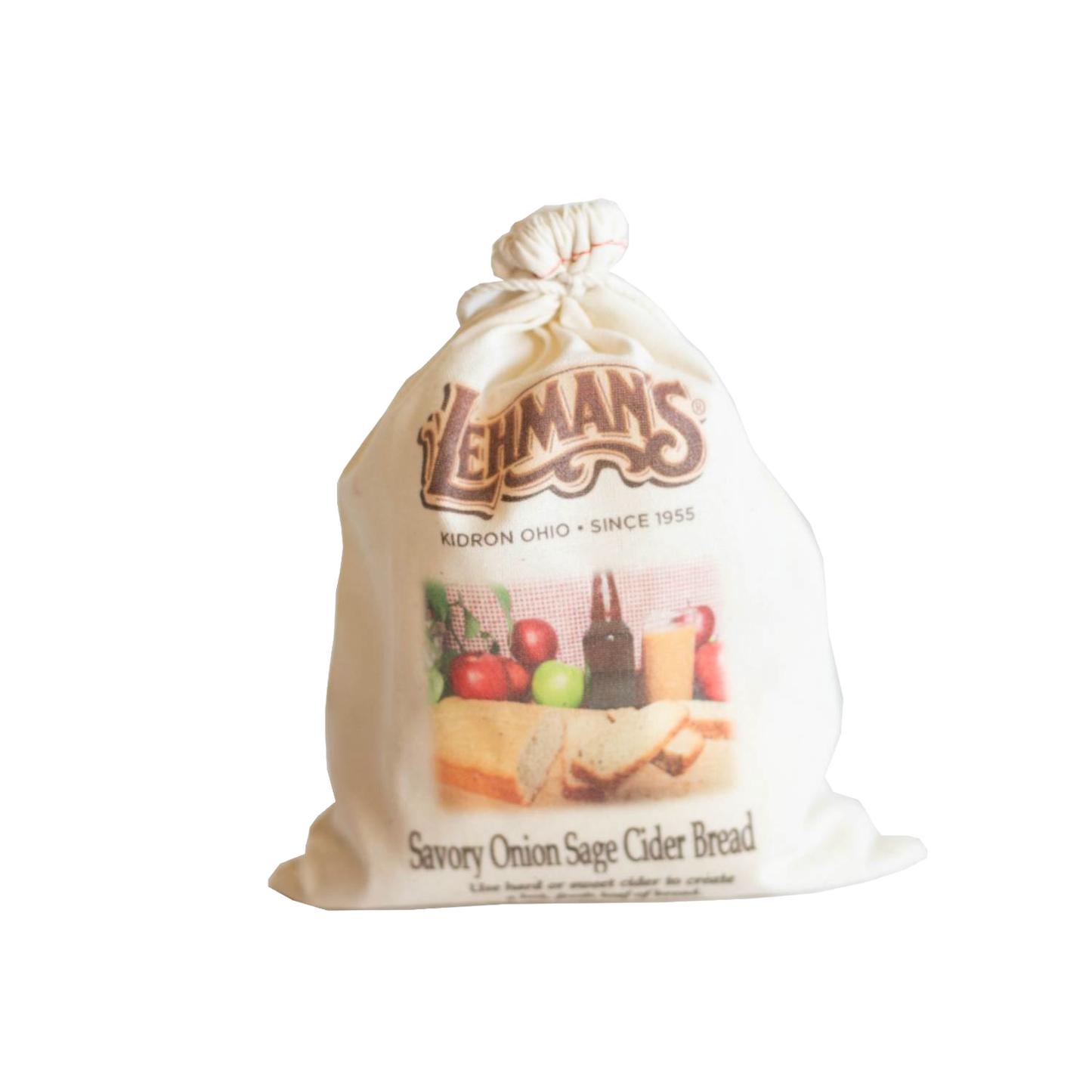 Natural fabric drawstring bag featuring handcrafted savory onion sage cider bread mix with rustic branding, perfect for Kitchen & Food, Pantry, Dry Goods and Mixes, Best Sellers, Promo Eligible collections.
