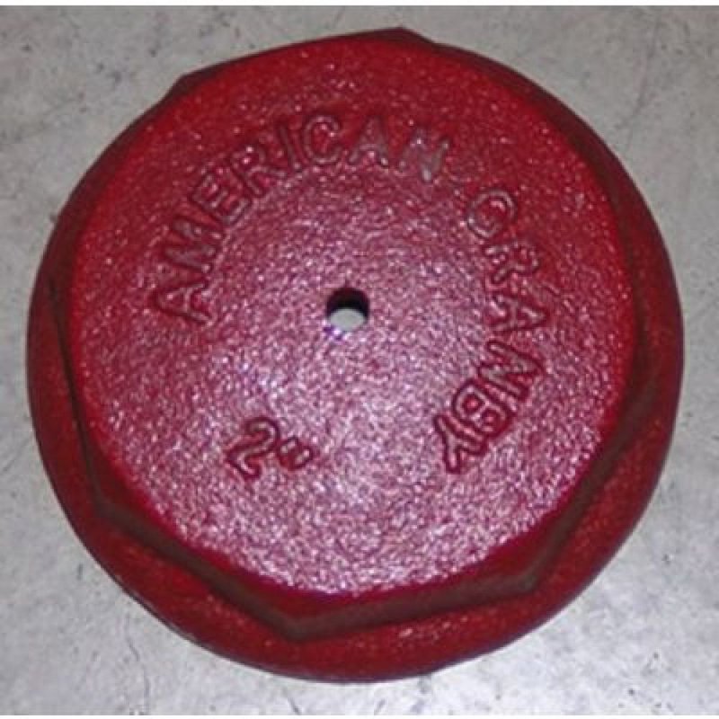 Heavy-duty red octagonal metal drive cap with a central hole and embossed "American Grain" lettering, used for cushioning hammer blows on well points, featured in Appliances, Water Pumps, Pump Parts and Tools, Best Sellers, and Promo Eligible collections.