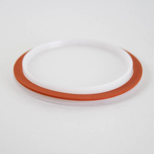Handcrafted reusable white plastic canning jar lid with integrated orange sealing ring, made in USA, designed for regular mouth jars, featured in Kitchen & Food and Food Preservation collections.