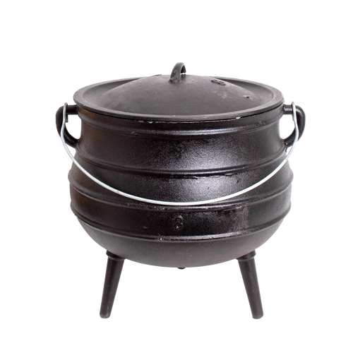 Handcrafted cast iron campfire kettle with round shape and three legs, designed for durable outdoor cooking in Farm, Garden & Tool, Camping, Best Sellers, and Promo Eligible collections.