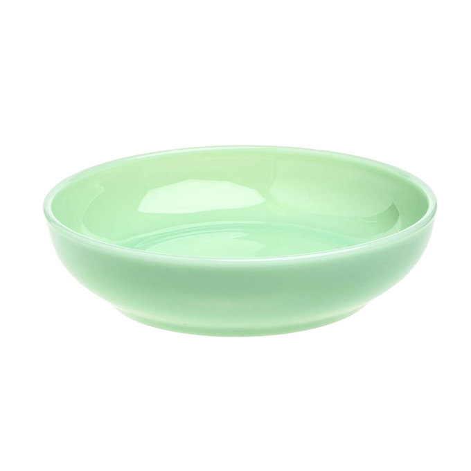 Handcrafted pastel green glass bowl with a smooth finish, made in the USA, ideal for Kitchen & Food, Dinnerware, Storage and Serving, and USA Made collections.