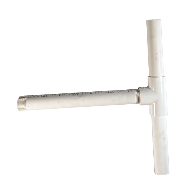 Lower height pump head assembly made in USA from durable white PVC pipe, designed for deep well water pumps, featured in Appliances, Water Pumps, and Best Sellers collections.