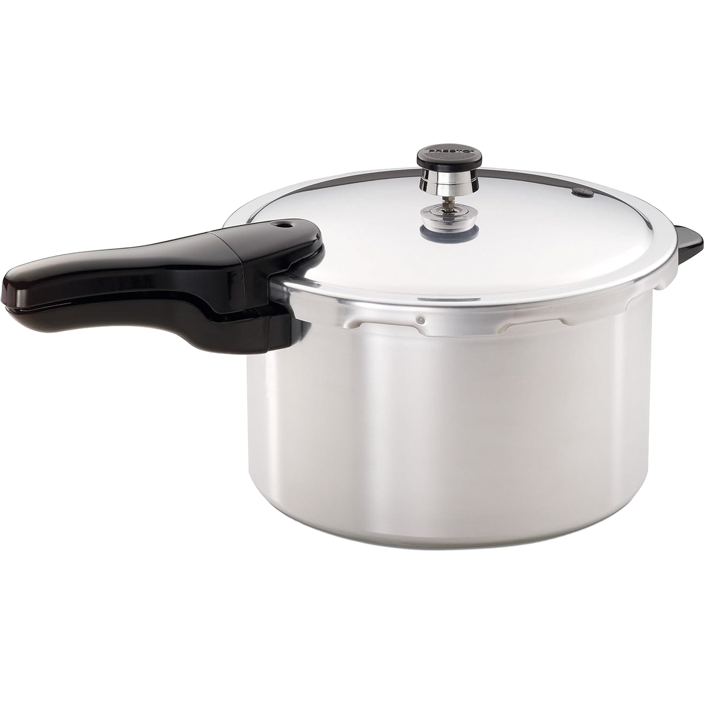 Handcrafted aluminum pressure cooker with polished finish and black ergonomic handle, designed for fast, flavorful cooking, featured in Kitchen & Food, Cookware, Pots and Pans, Best Sellers, Promo Eligible collections.