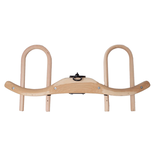 Handcrafted unfinished wood double ox yoke with sturdy metal hardware, designed for traditional plowing, featured in Farm, Garden & Tool, Farm Tools, Best Sellers, and Promo Eligible collections.