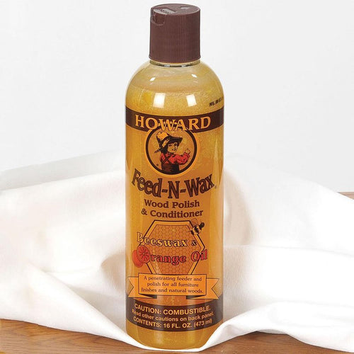 Bottle of Feed-N-Wax wood preserver with beeswax and orange oil blend, designed for enhancing and protecting wood finishes, featured in Home & Decor and USA Made collections.