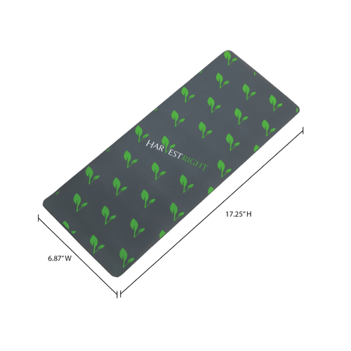 Gray reusable silicone mat with green leaf pattern and logo, designed for easy cleanup during freeze drying, featured in Kitchen & Food, Food Preservation, Drying, Best Sellers, and Promo Eligible collections.