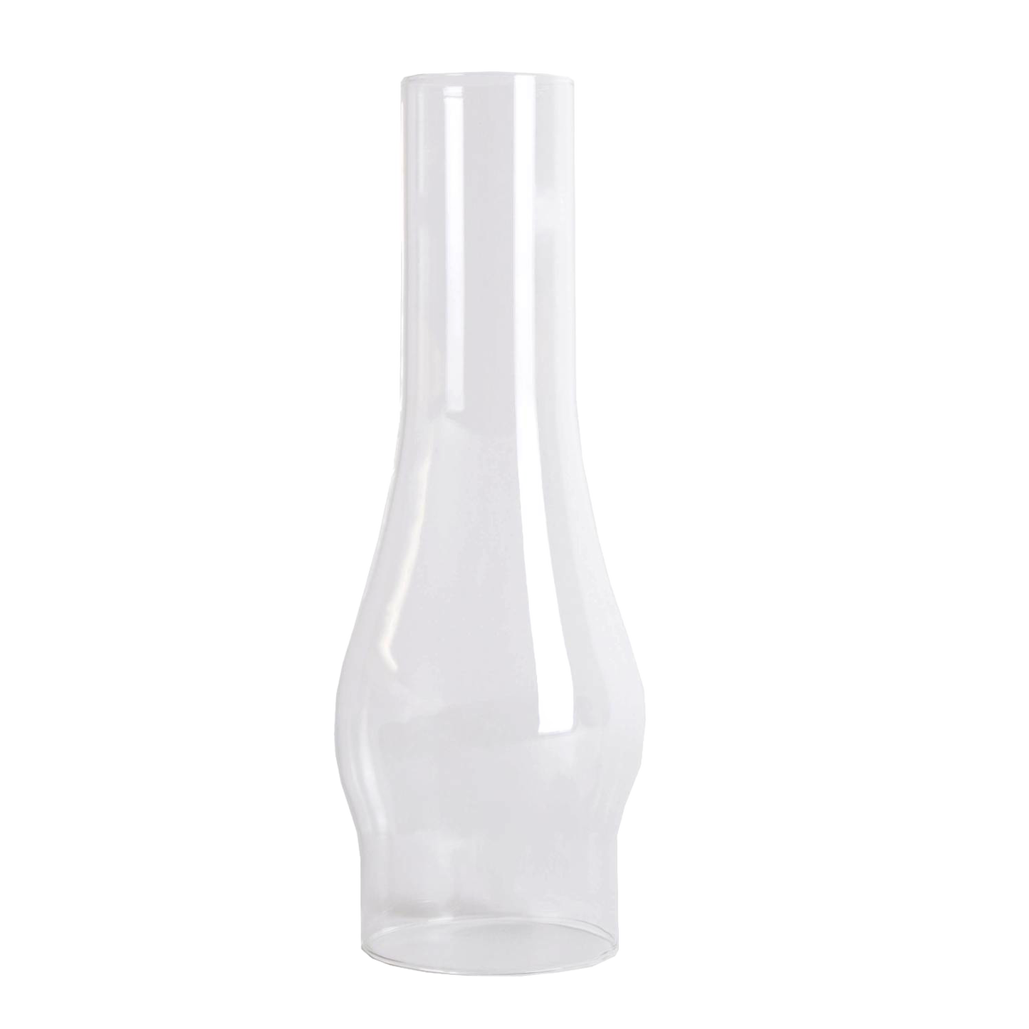 Clear glass oil lamp chimney with 3-inch base diameter, handcrafted for durability, suitable for Lamps & Lighting, Parts and Accessories, Chimneys and Globes, Best Sellers, and Promo Eligible collections.