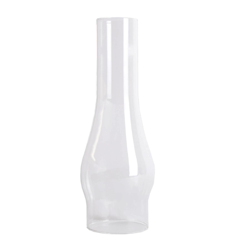 Clear glass oil lamp chimney with 3-inch base diameter, handcrafted for durability, suitable for Lamps & Lighting, Parts and Accessories, Chimneys and Globes, Best Sellers, and Promo Eligible collections.