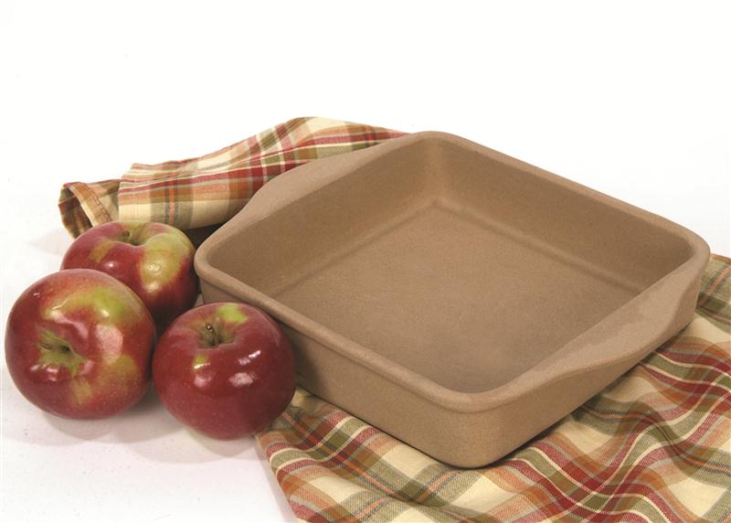 The even heat from Rada's Stoneware 8x8 pan makes good meals great! At Lehmans.com.