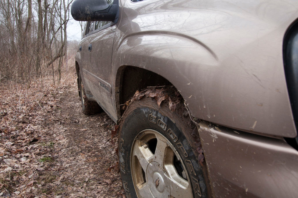 Mud on the tires.