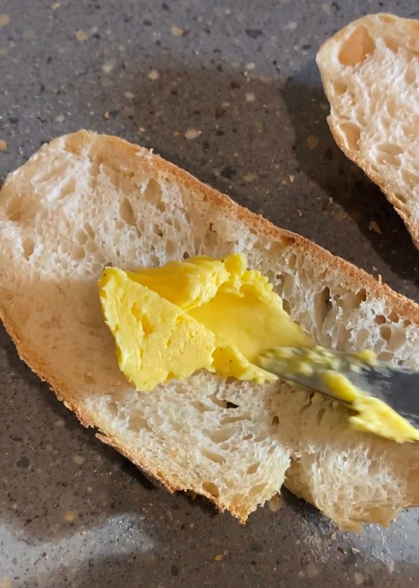homemade butter on bread