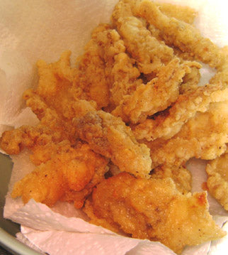 Drain battered morels on a paper towel, and enjoy.