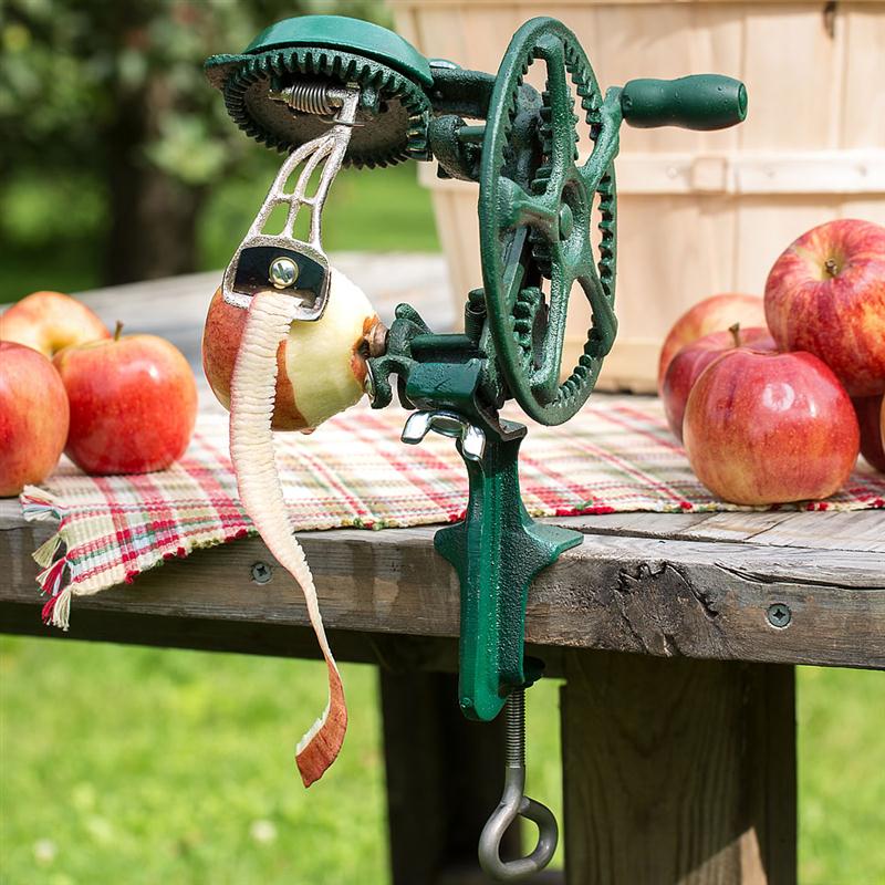 The apple peeler to outclass them all: up to 10 apples in one minute. Made by us; available at Lehmans.com and our store in Kidron, Ohio.