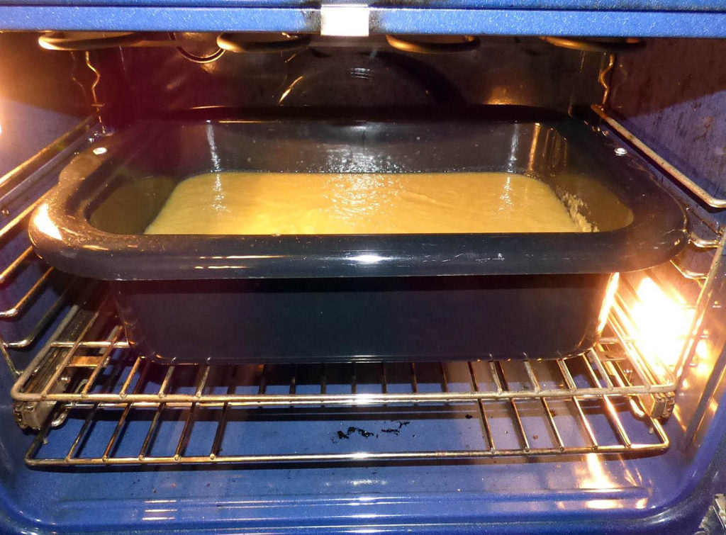 Our applesauce in the oven.