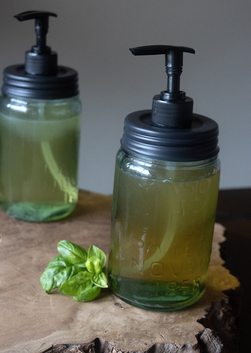 Homemade liquid soap in reCAP soap pump with jars
