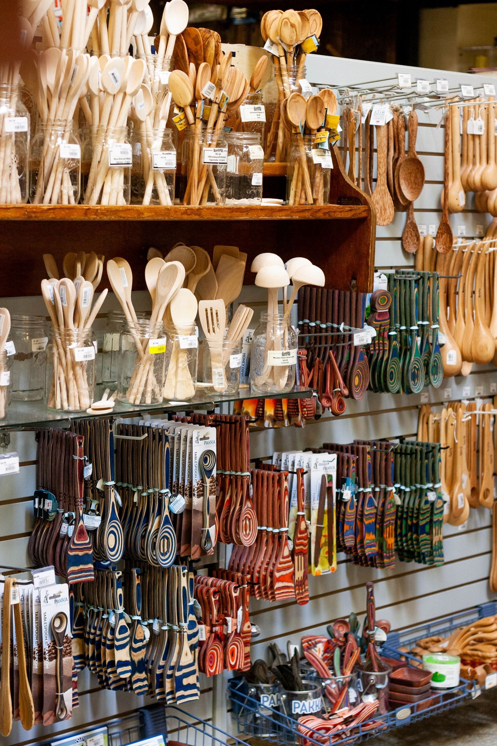wooden spoons in store