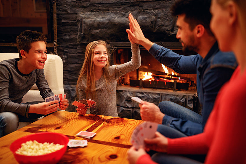 family playing cards and games