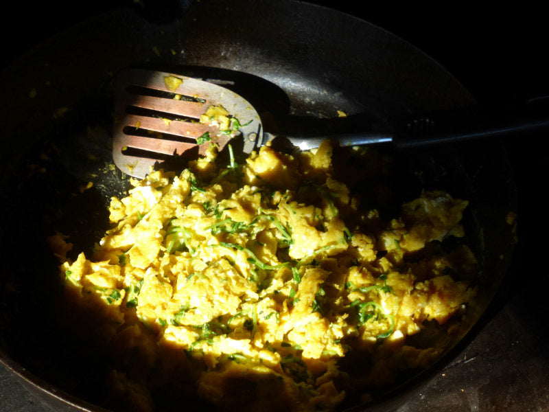 pea sprouts with scrambled eggs