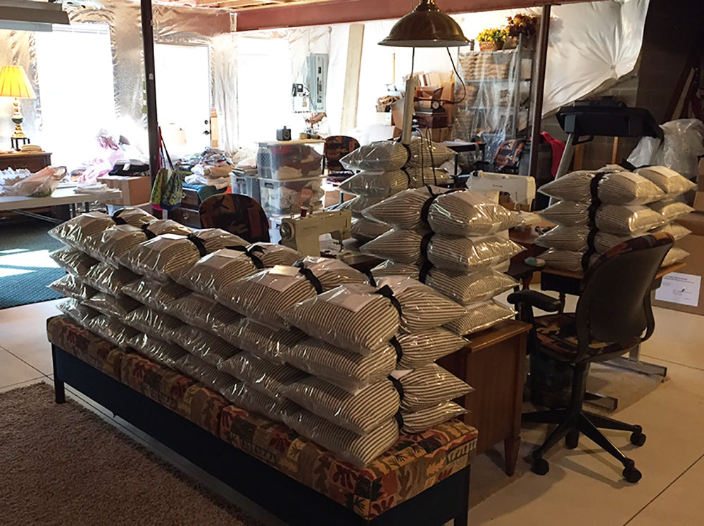 The Weises perform strict quality control on each and every buckwheat pillow.