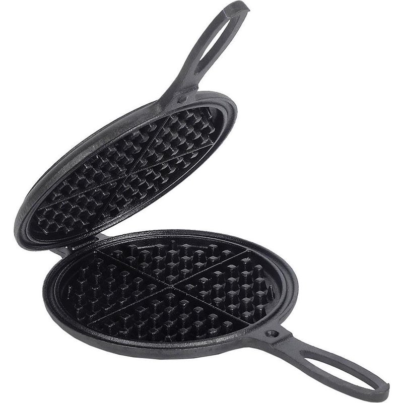 VonShef Stove Top Waffle Iron Die-Cast Aluminium Dual Waffle Maker with Non-Stick Interior Coating Bakelite Handle & Closing Latch 