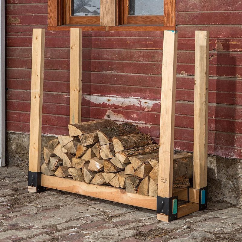 Firewood Log Rack Brackets 4-Pc 2 x 4 Lumber 1/2 Cord Storage System Fire Wood 